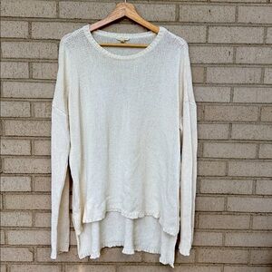 Eileen Fisher Ivory Knit Sweater – Long Sleeve Asymmetrical Hem Size L
